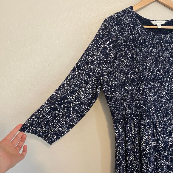 Garnet Hill Smocked Bodice Knit Midi Dress Womens Size XL Organic Cotton Blend - Picture 6 of 8